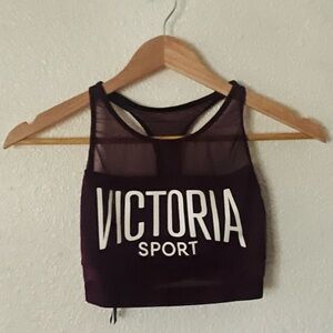 Victoria’s Secret Women Sports Bra Racerback Pullover Spellout Logo Maroon Small